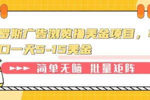 （13929期）俄罗斯广告浏览撸美金项目，单窗口一天5-15美金