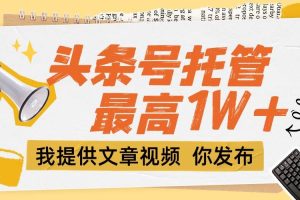 （15222期）【头条号托管 】团队提供文章视频，你发布，每天5分钟，最高躺挣1W+