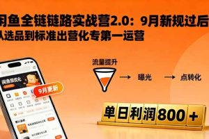 (16265期)闲鱼变现课3.0:掌握链接优化、流量提升、商业变现,单日利润800+