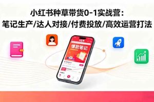 (16310期)小红书种草带货0-1实战营:笔记生产/达人对接/付费投放/高效运营打法