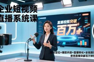 (16878期)企业短视频直播系统课,账号定位+爆款内容+直播转化+全链路实战,单场直播突破百万销售额