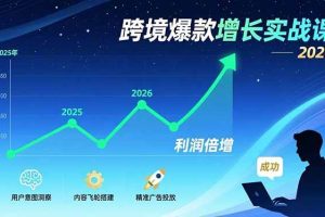 (17279期)跨境爆款增长实战课,教授用户意图洞察、内容飞轮搭建、精准广告投放,助力卖家2026年利润倍增