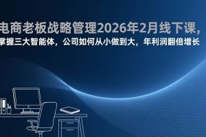 （17417期）电商老板战略管理2026年2月线下课，掌握三大智能体，公司如何从小做到大，年利润翻倍增长